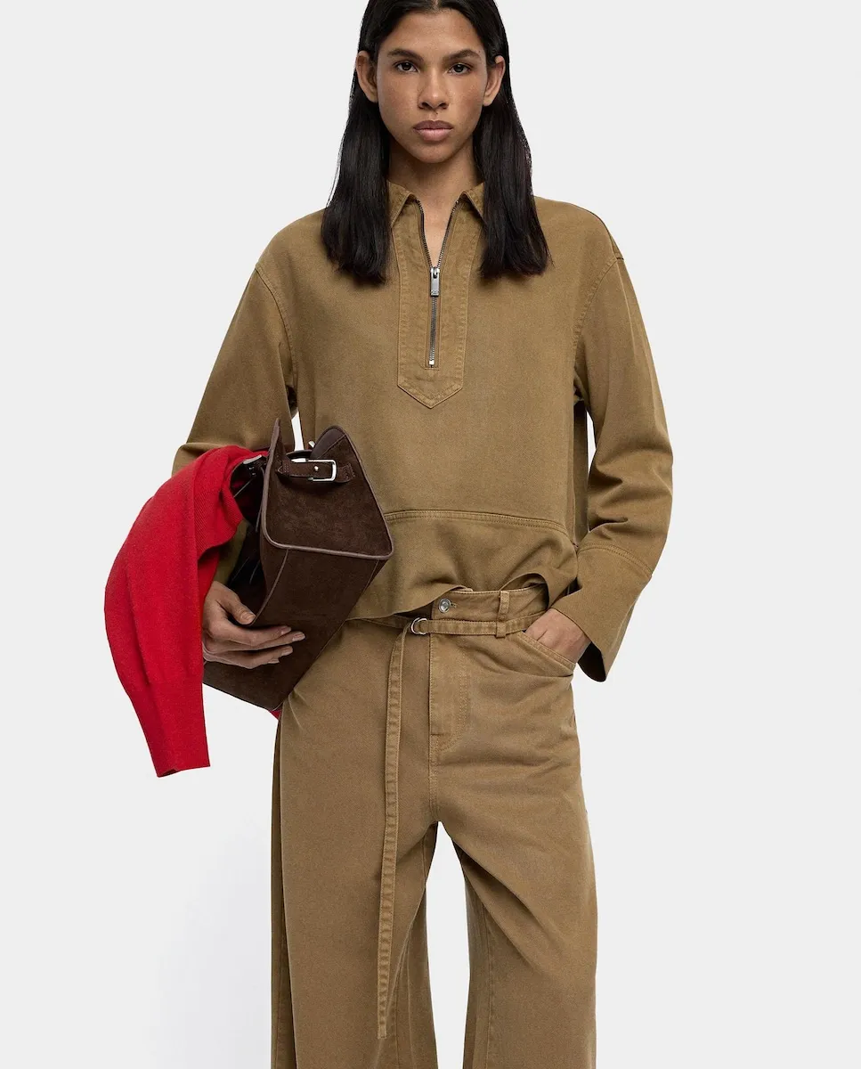 

Женская джинсовая рубашка с молнией, однотонная Parfois, коричневый