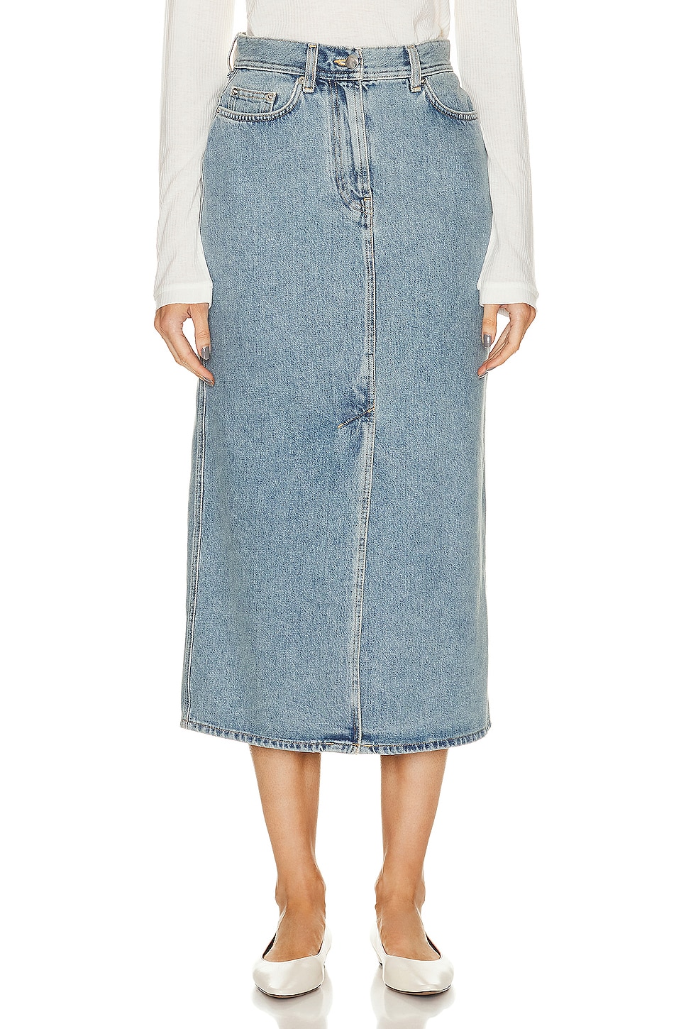 

Длинная джинсовая юбка Rona Loulou Studio, цвет Washed Light Blue