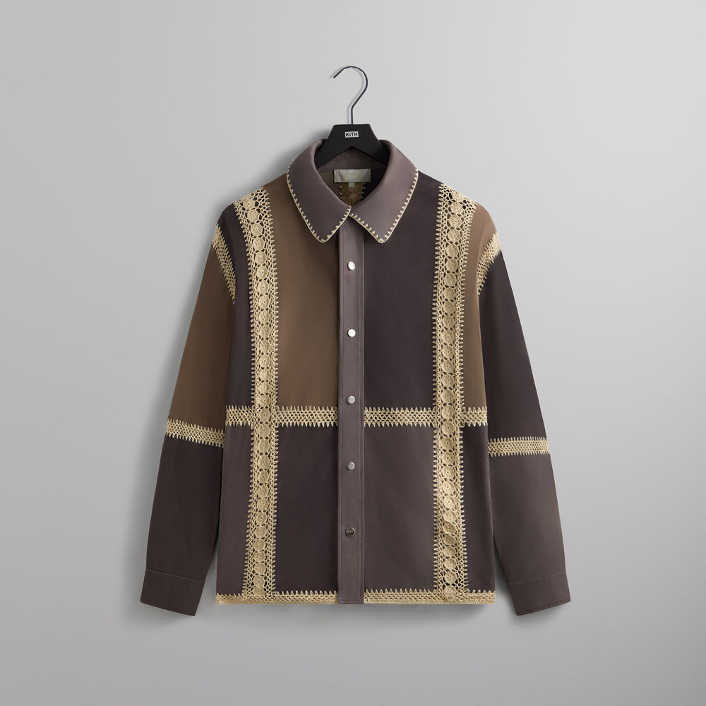 

Куртка Kith Suede Combo Boxy Collared Overshirt, цвет Hematite