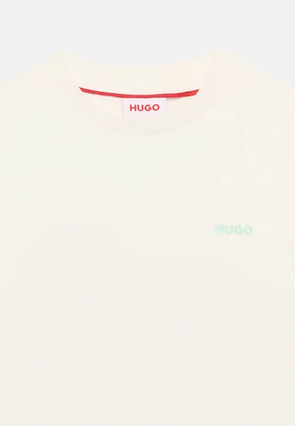 Футболка с коротким рукавом Hugo Kids, цвет светло-бежевый — фото 4