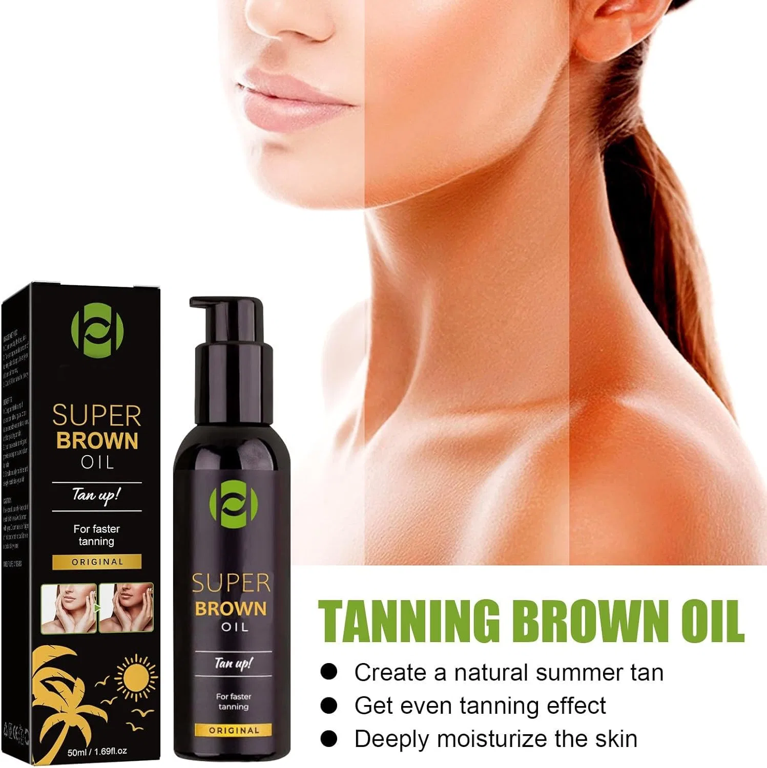 Автозагар Super Brown Oil Tanning Oil, 50 мл, темно-коричневый Generic — фото 4