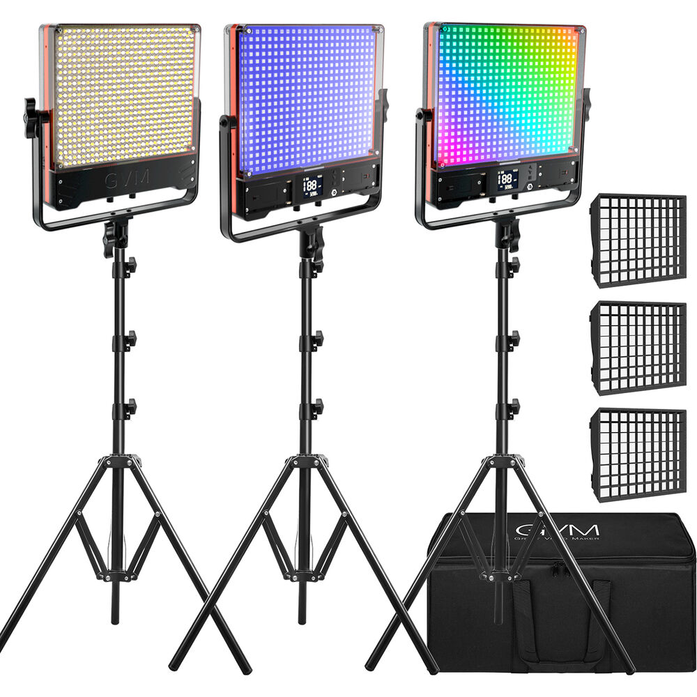 

Двухсторонняя двухцветная и RGB светодиодная панель GVM 50SM (комплект из 3 ламп)