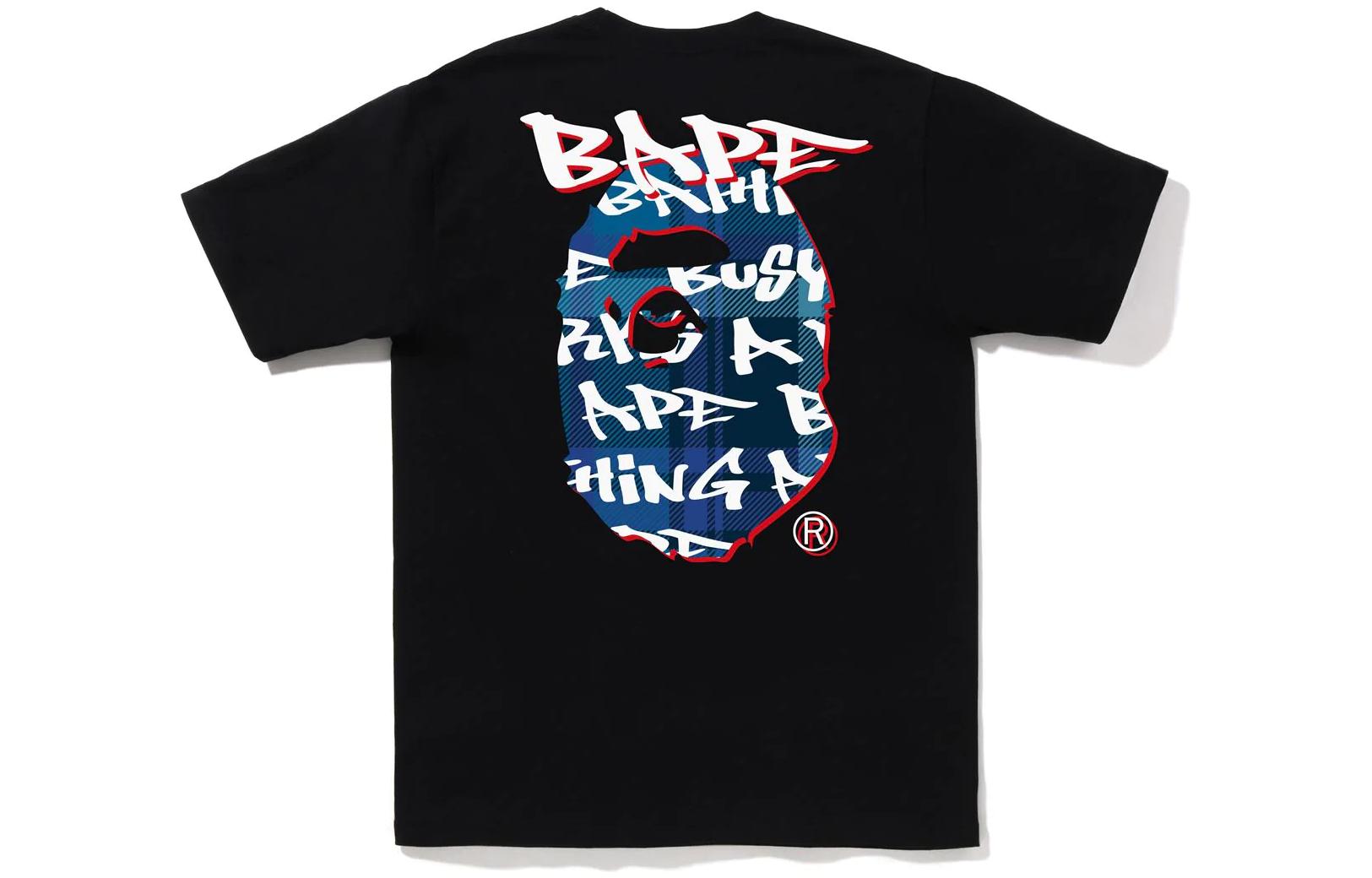 Футболка Bape Graffiti Check Ape Head A BATHING APE, бело-желтая — фото 4