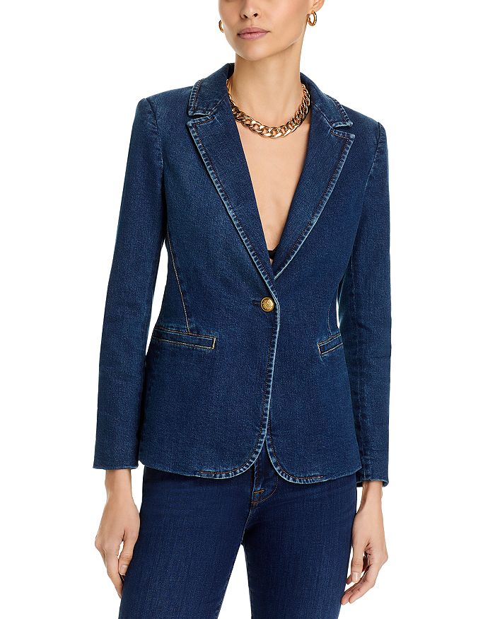 

Блейзер Macey Notch Collar на одной пуговице Alice and Olivia, синий