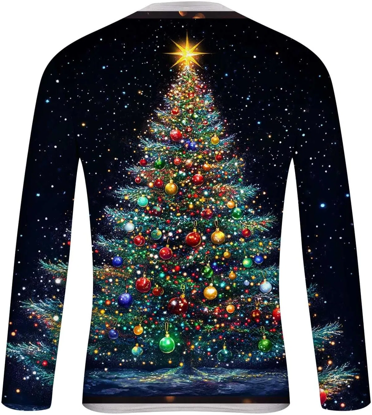 Футболка с длинным рукавом Big and Tall Ugly Xmas Tree для мужчин, пуловер, свитшот для вечеринки, размеры S-4XL Generic, темно-серый — фото 4