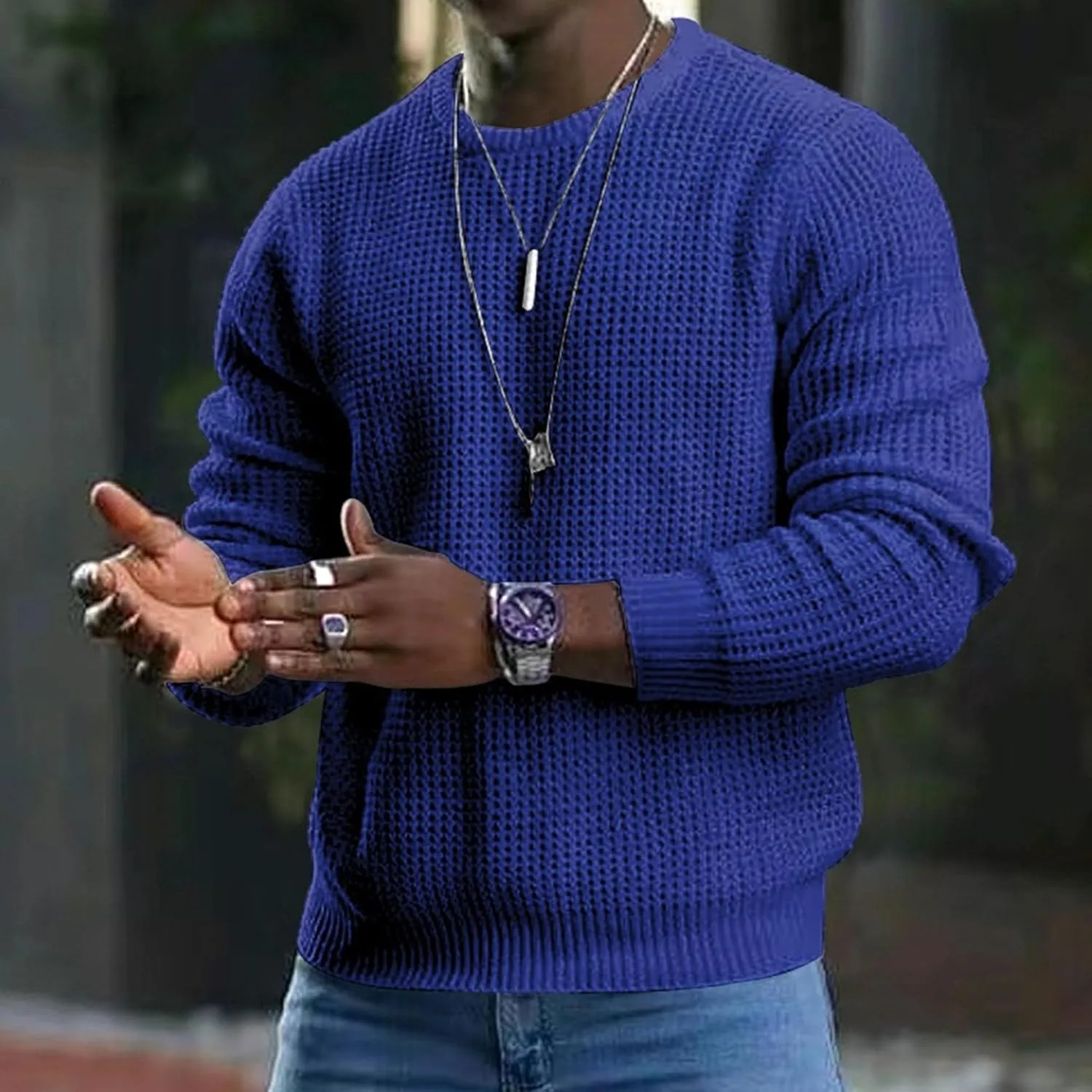 Мужской свитер с длинными рукавами и воротником-гольф — фото 3