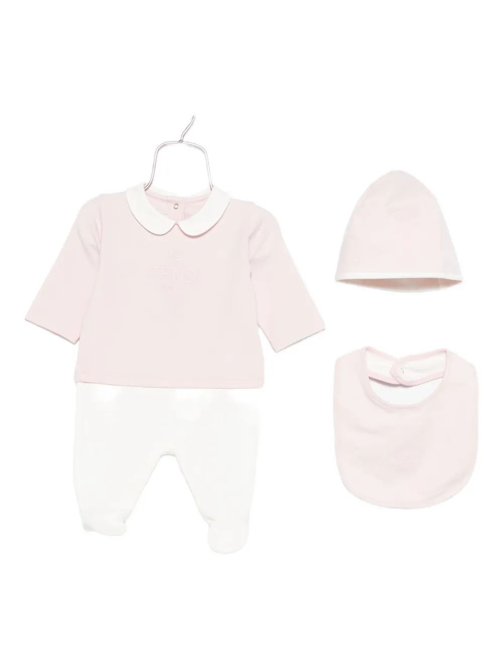 

Комплект для новорожденного с вышитым логотипом FENDI KIDS, розовый