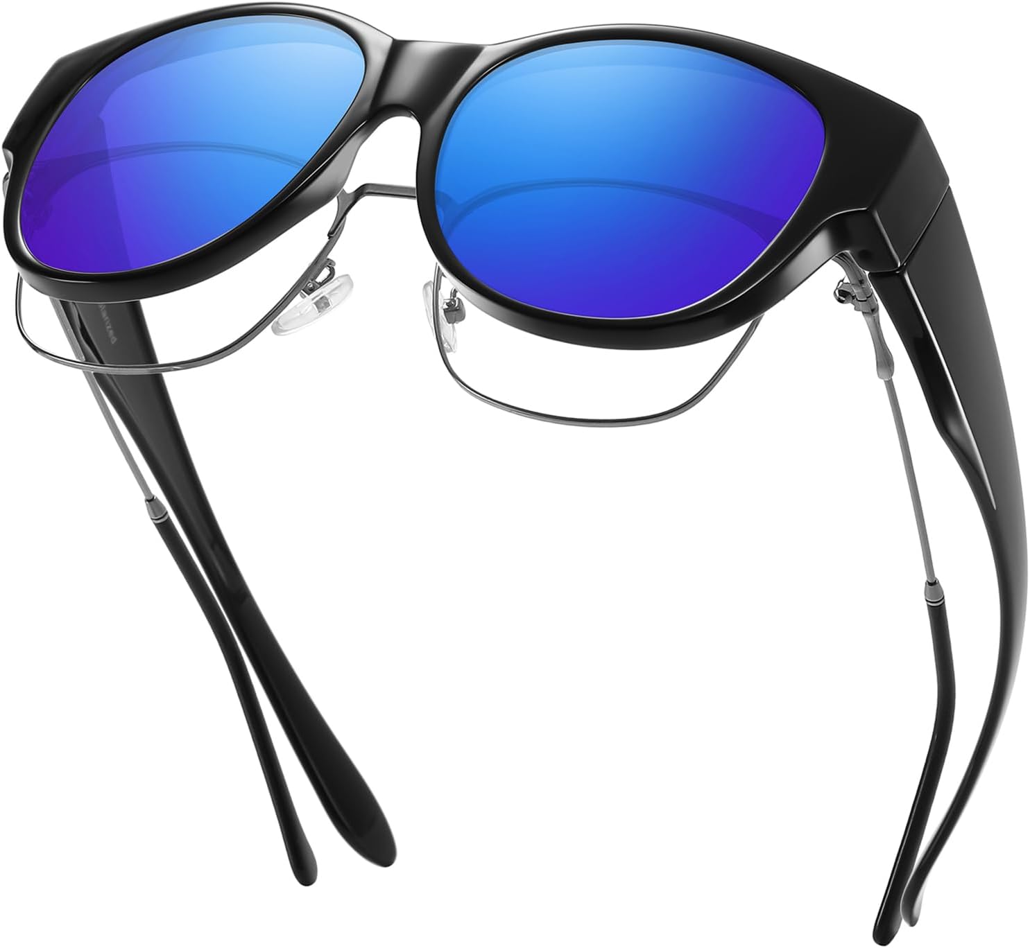 

Солнцезащитные очки GEGURI Fit Over Glasses с поляризацией, для женщин и мужчин, стильный дизайн «кошачий глаз», 100% защита от УФ-излучения, Black Frame Dark Blue Lens