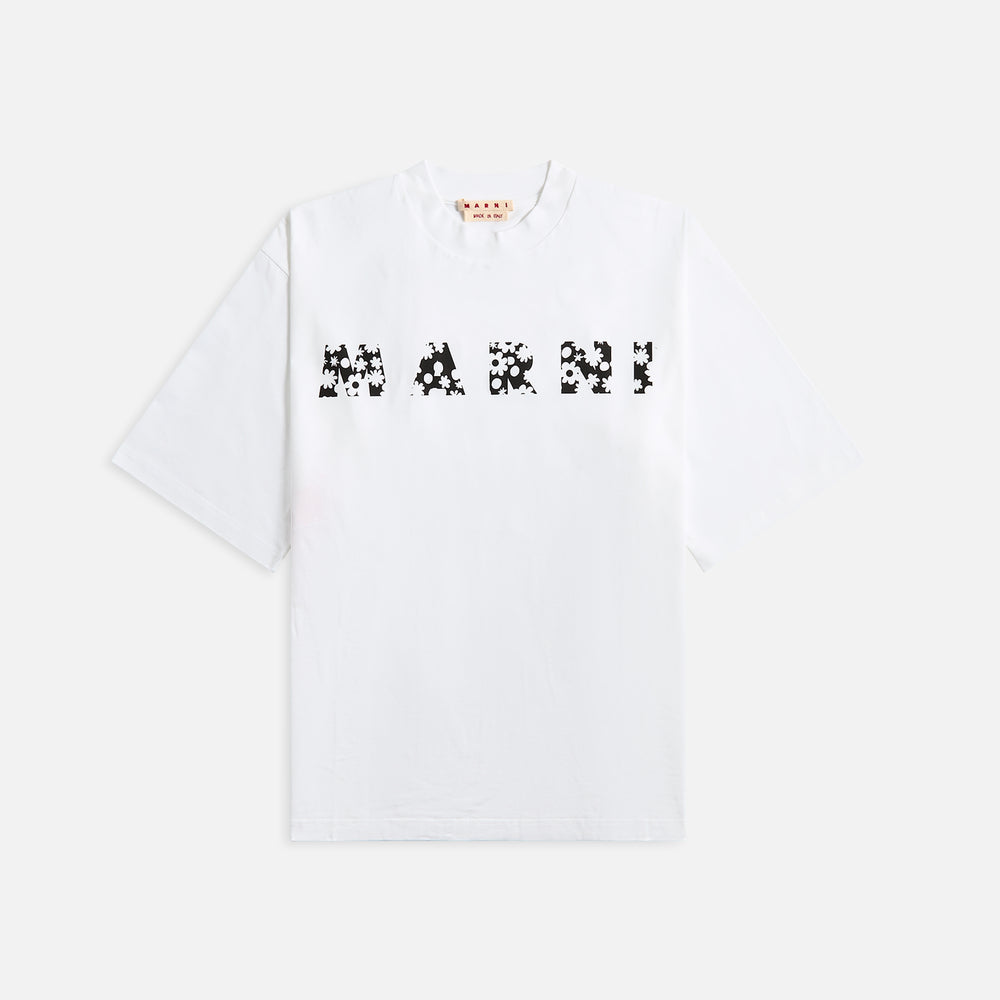 

Футболка Marni Printed Pop Fields Logo Lily, цвет Lily White