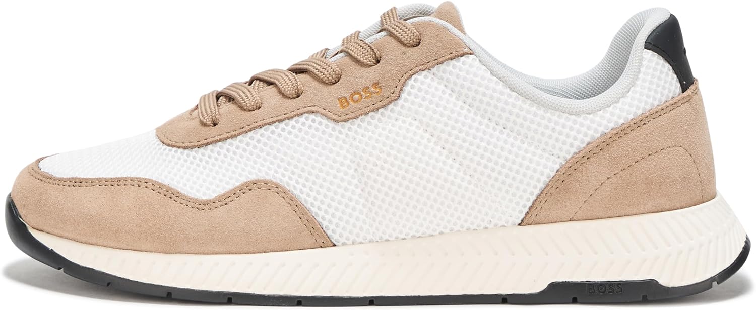 Кроссовки низкие мужские BOSS из комбинированной кожи, Moth Wing, Bright White — фото 2
