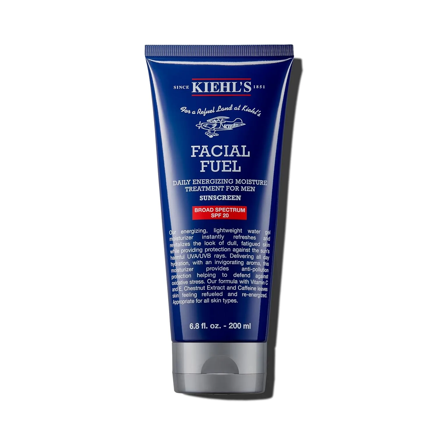 Kiehl's Facial Fuel увлажняющий крем для мужчин с SPF 20, тонизирующий крем для тусклой кожи, нежирная текстура, с кофеином, витамином C и E 201 мл / 200 мл