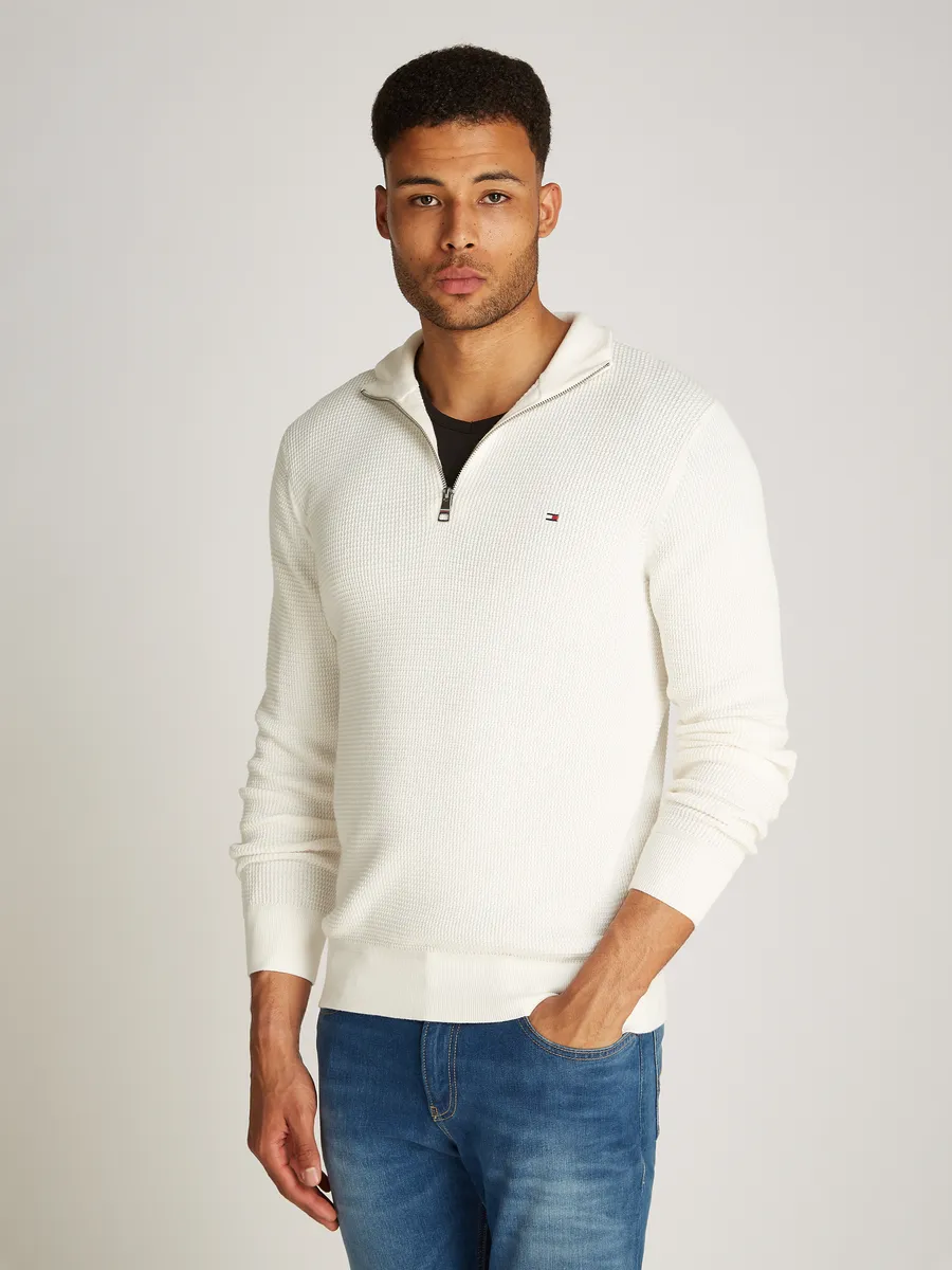 

Вязаный свитер Tommy Hilfiger "REFINED STRUCTURE ZIP MOCK", белый