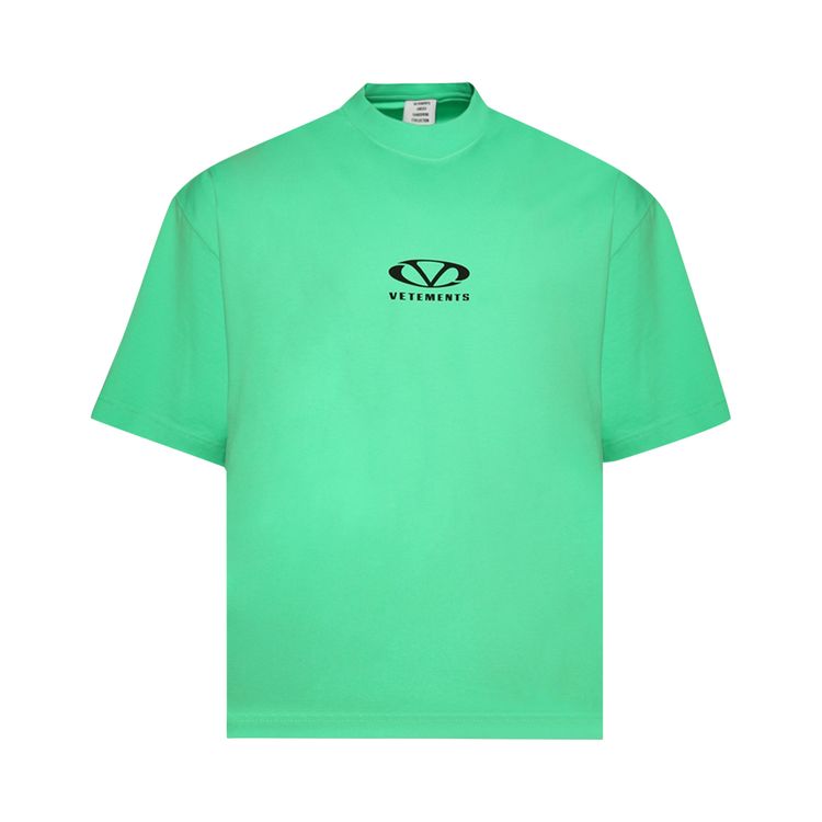 

Футболка Vetements Oval Logo Cropped Boxy T-Shirt Neon Green, зеленый