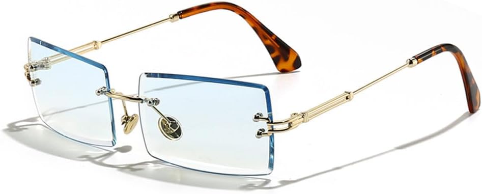 

Модные маленькие прямоугольные солнцезащитные очки для женщин и мужчин, без оправы, для велоспорта, в стиле ретро, ​​защита от УФ-излучения UV400 MTZJH, C8 Blue Gradient