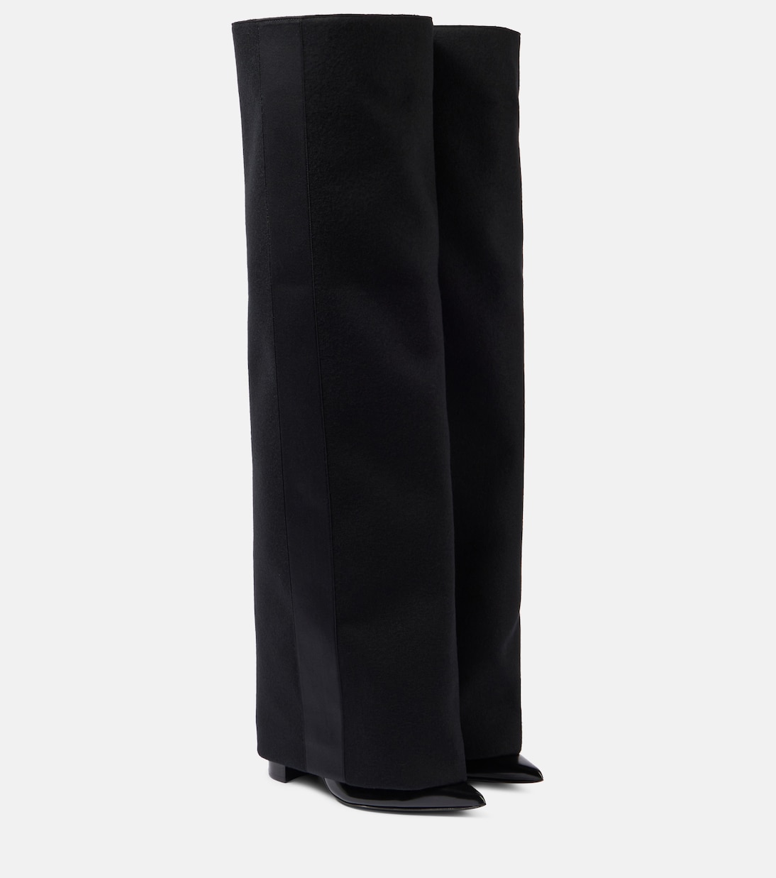 Сапоги из мельтона с кожаной отделкой Sacai, черный