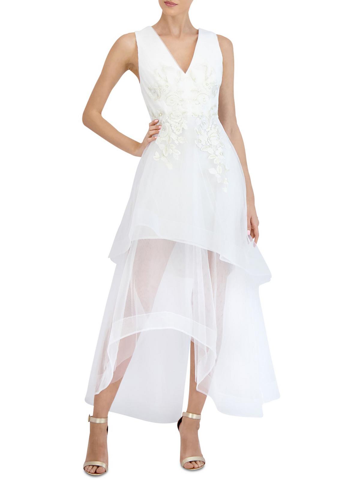 

Женское вечернее платье с металлическим принтом и кроем Hi-Low BCBGMAXAZRIA