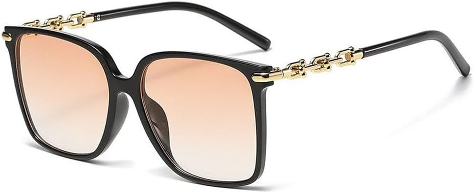 

Женские винтажные солнцезащитные очки с цепочками на дужках и градиентным переходом цвета, модные очки в крупной оправе, стильные для уличной фотосессии TYUVIVO, Black Tea