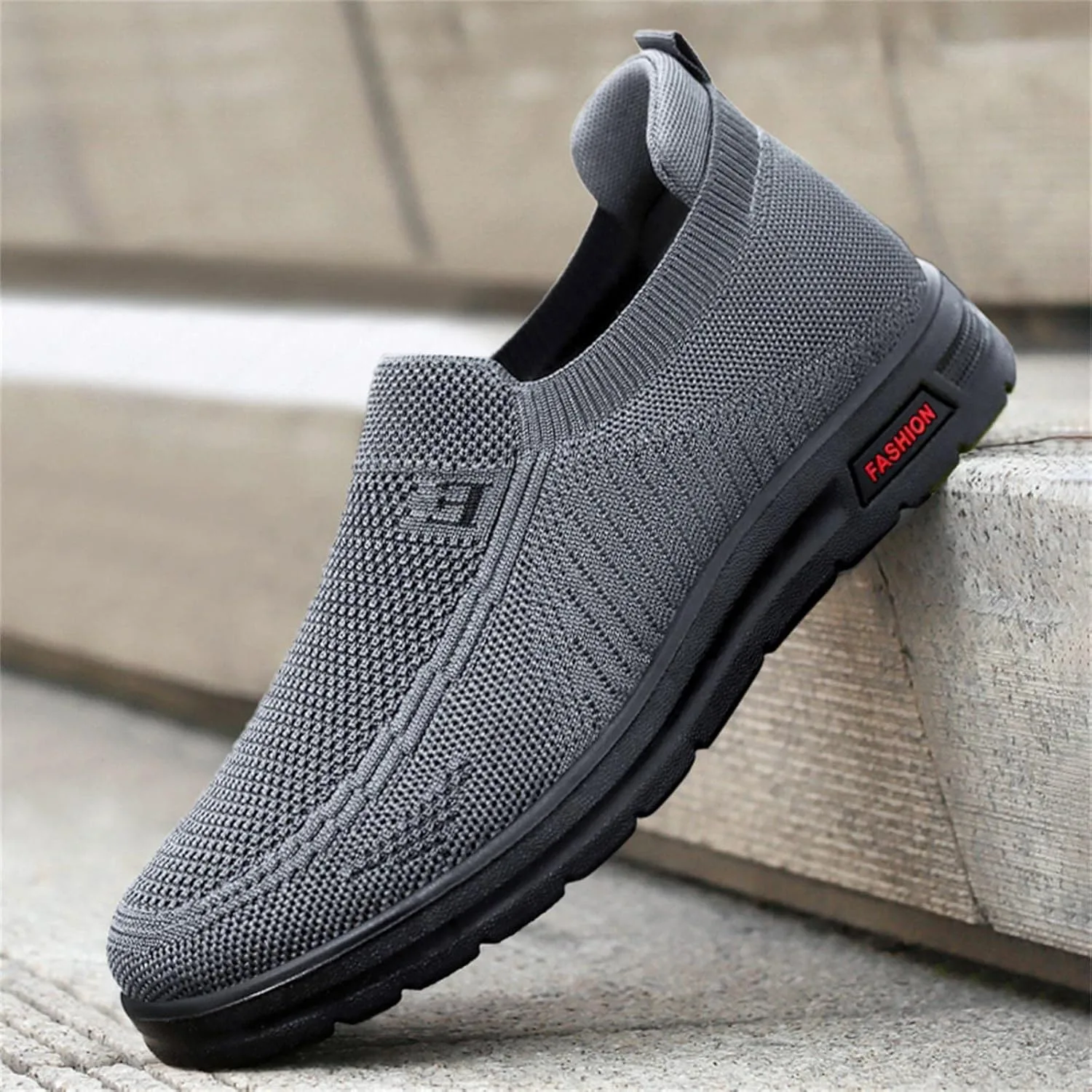 Модные летние и осенние мужские кроссовки Go Walk Max из плетеной сетки на плоской подошве слипоны для комфортной ходьбы Generisch, серый — фото 2