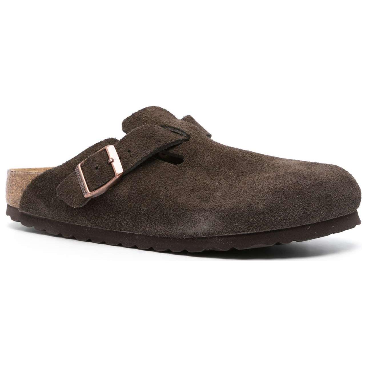 Бостонские замшевые тапочки Birkenstock, Умбра — фото 3