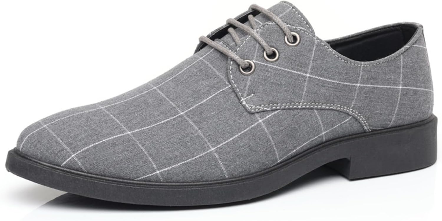 

Мужские туфли с узором в клетку и кружевами, стильная формальная обувь - идеально подходят для деловых встреч, работы в офисе и повседневных поездок Aokisx, серый