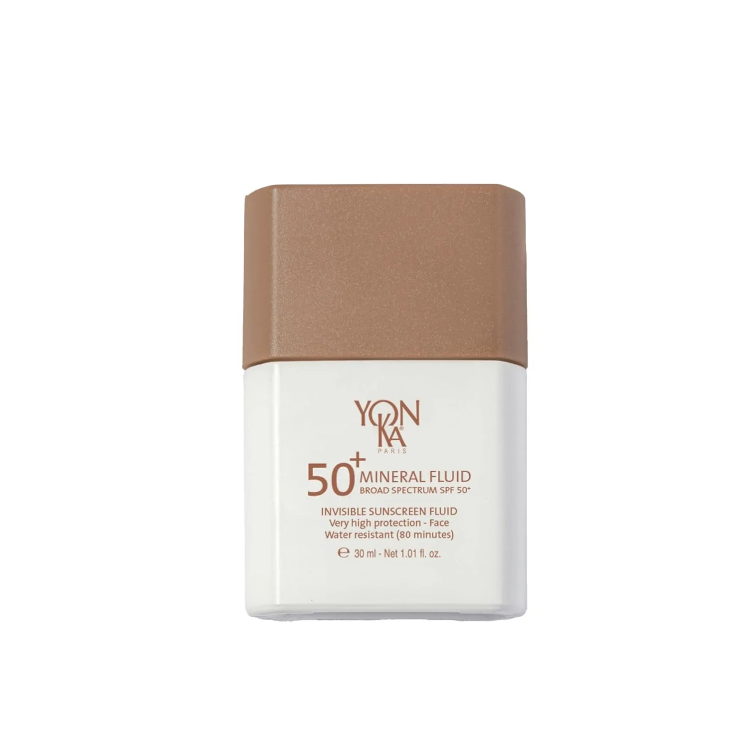 Yonka Paris SPF 50 минеральный флюид, невесомый солнцезащитный крем без белых разводов, 100% нонано оксид цинка, ниацинамид, без отдушек, водостойкий, для ежедневной защиты лица 29,6 мл