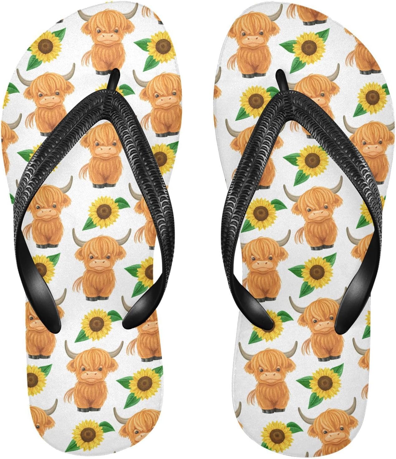 

Милая шотландская корова с цветами, цветочные шлепанцы для пляжа, летние повседневные сандалии для женщин и мужчин, тапочки для душа 2301713 Kfbe, Highland Cow