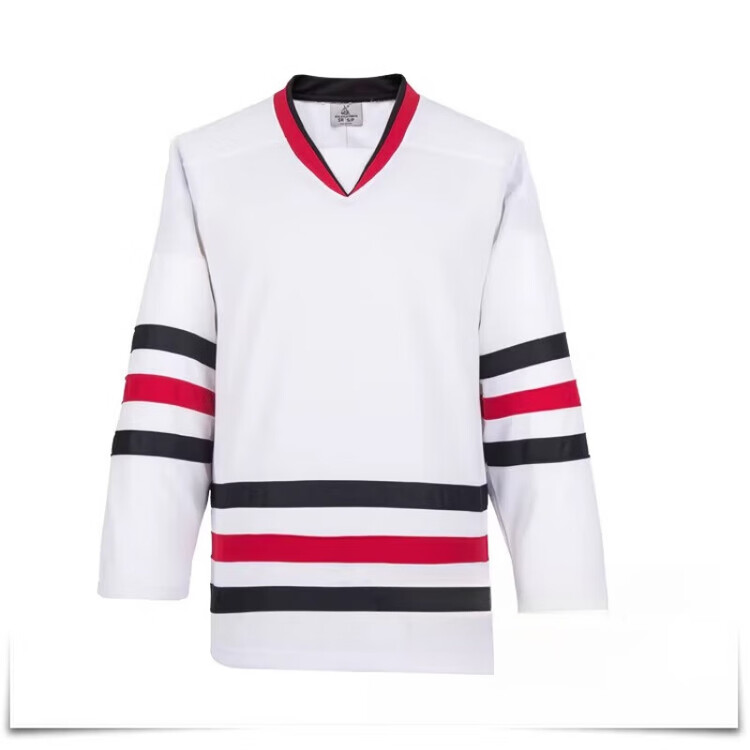 

He Jiagong Новая хоккейная форма 2024, тренировочная футболка для хоккея на траве и льду, размер и логотип на заказ, белая с черно-белыми полосами, XL