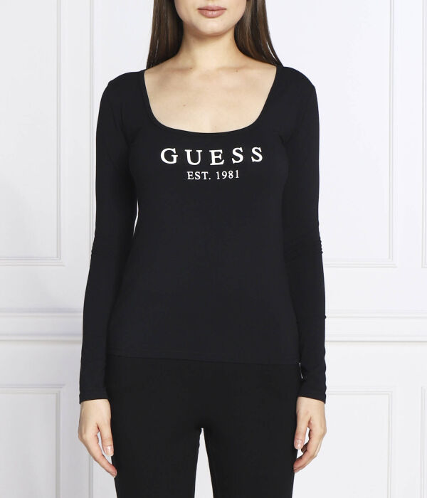 

Лонгслив женский Guess Underwear облегающего кроя с вырезом, черный