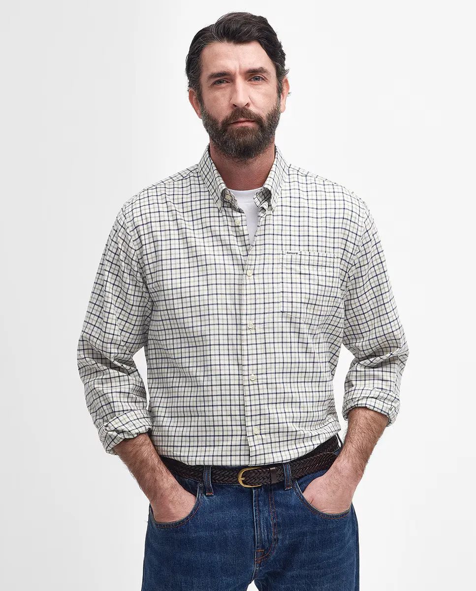 

Мужская клетчатая рубашка с длинными рукавами Barbour, темно-синий