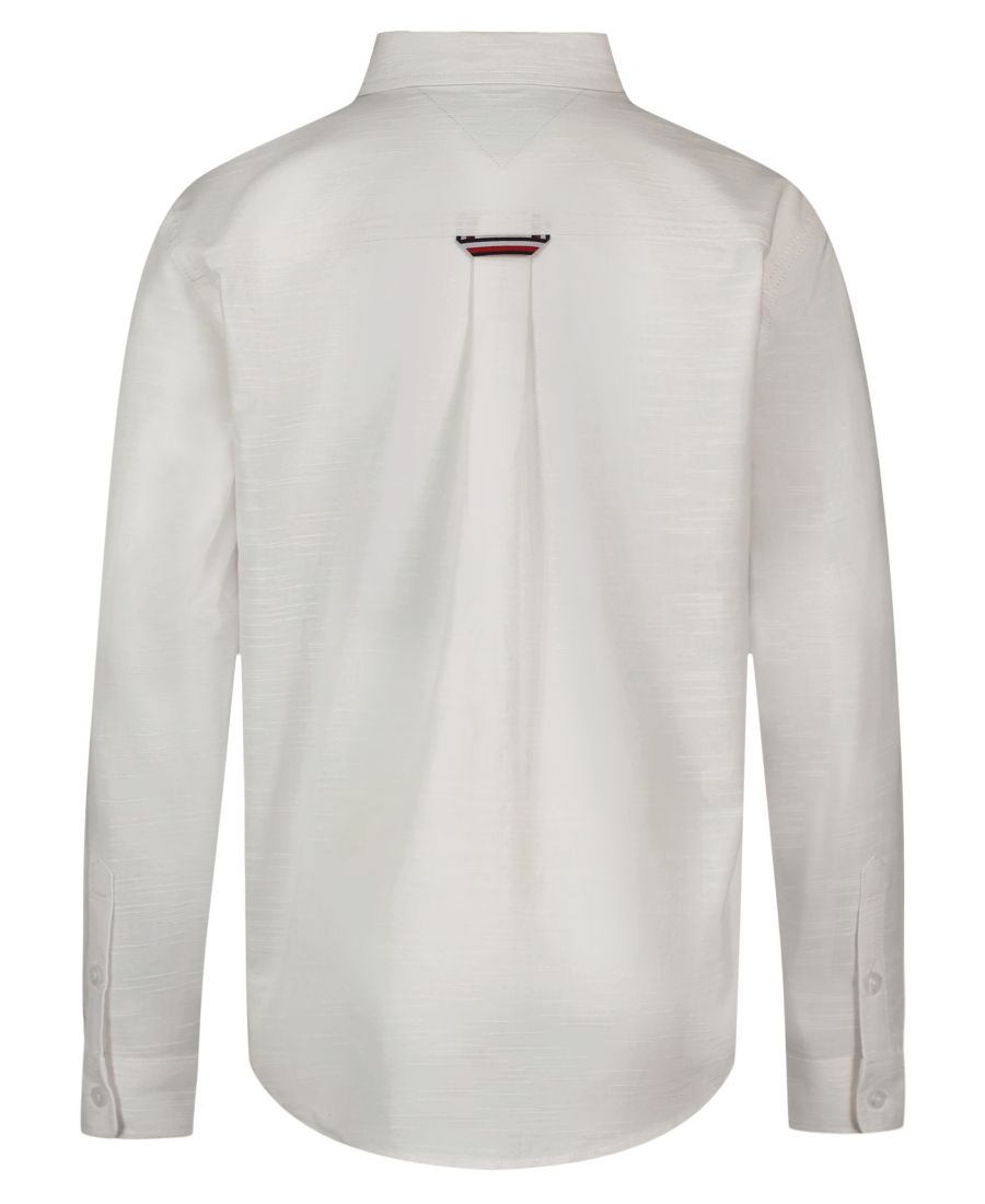 Детская рубашка с длинными рукавами из фактурной ткани, размер 8-20 Tommy Hilfiger, White — фото 2