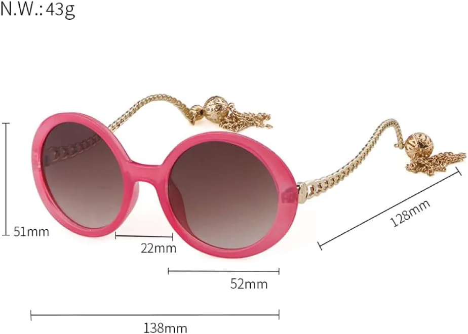 

Винтажные модные круглые солнцезащитные очки для женщин 2027 года, оправа конфетного цвета, декоративная подвеска с бахромой, c4, один размер MTZJH, One Color