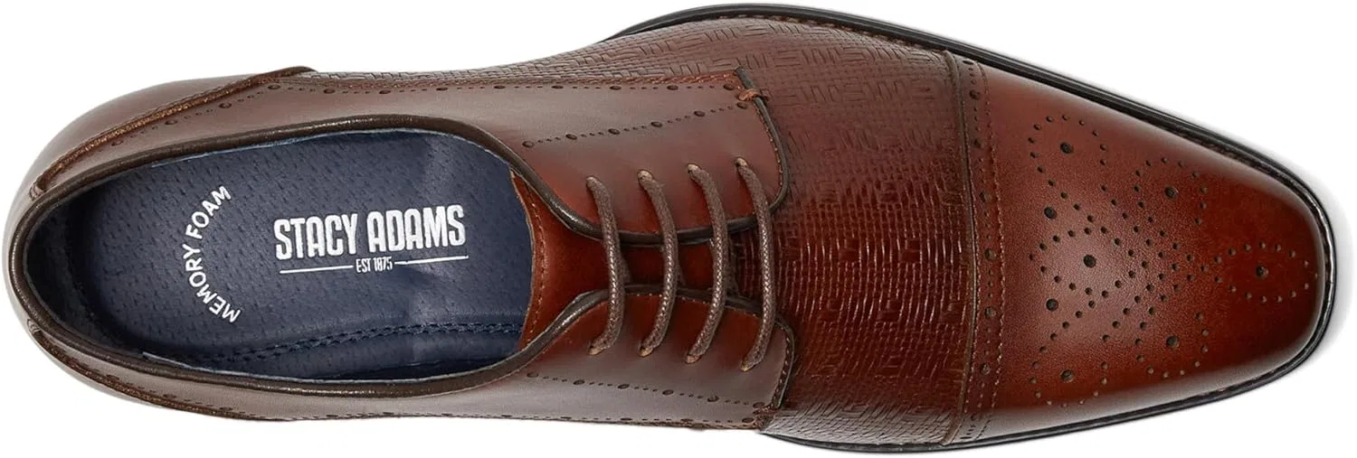 Мужские ботинки Oxford Stacy Adams Silsbury Cap Toe на шнуровке, коньячный — фото 2
