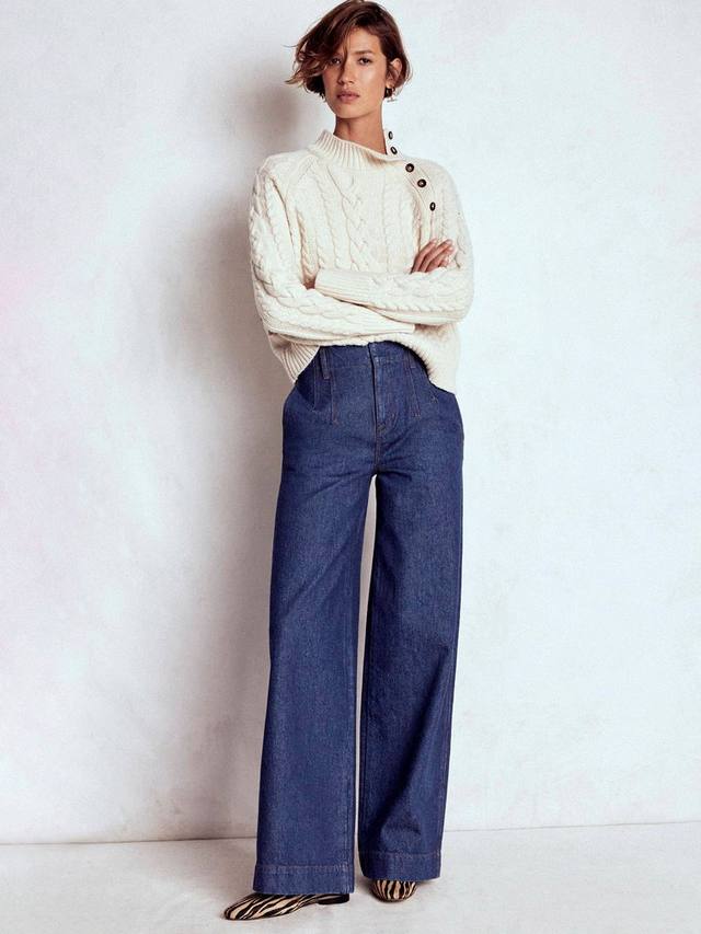 

Джинсы с широкими штанинами и декоративной строчкой Boden, Indigo