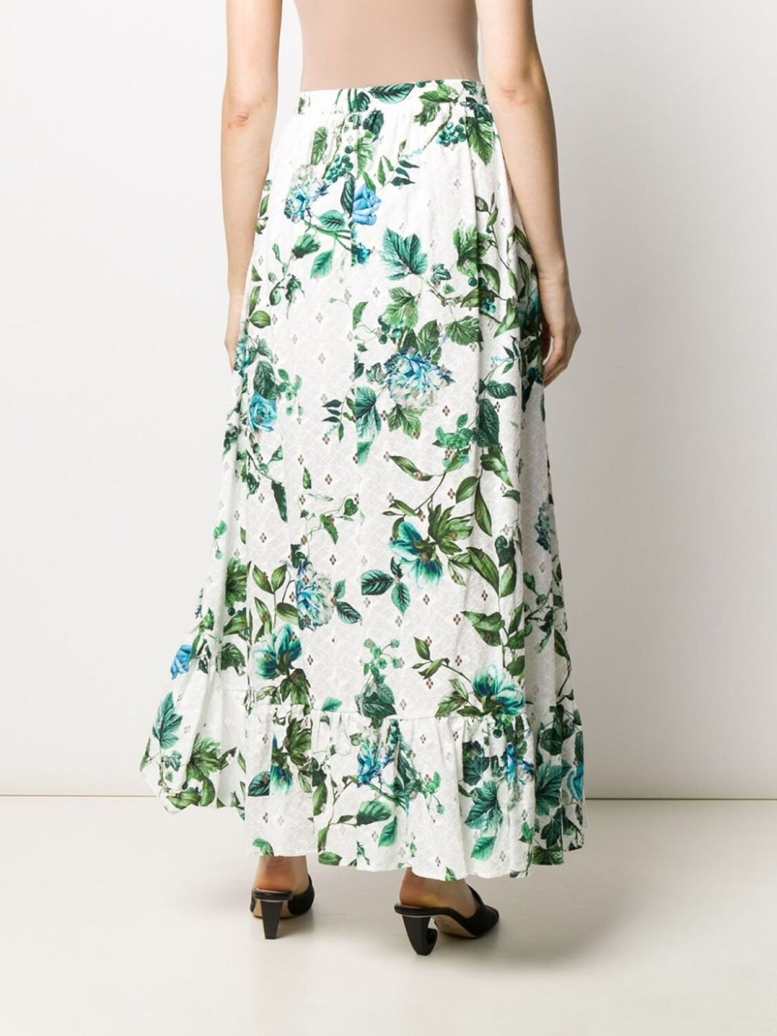 Blumarine юбка асимметричного кроя с цветочным принтом, белый — фото 3