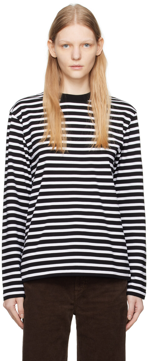 

Черно-белая футболка с длинным рукавом из трехцветной лисы Maison Kitsune, Черный, Черно-белая футболка с длинным рукавом из трехцветной лисы Maison Kitsune