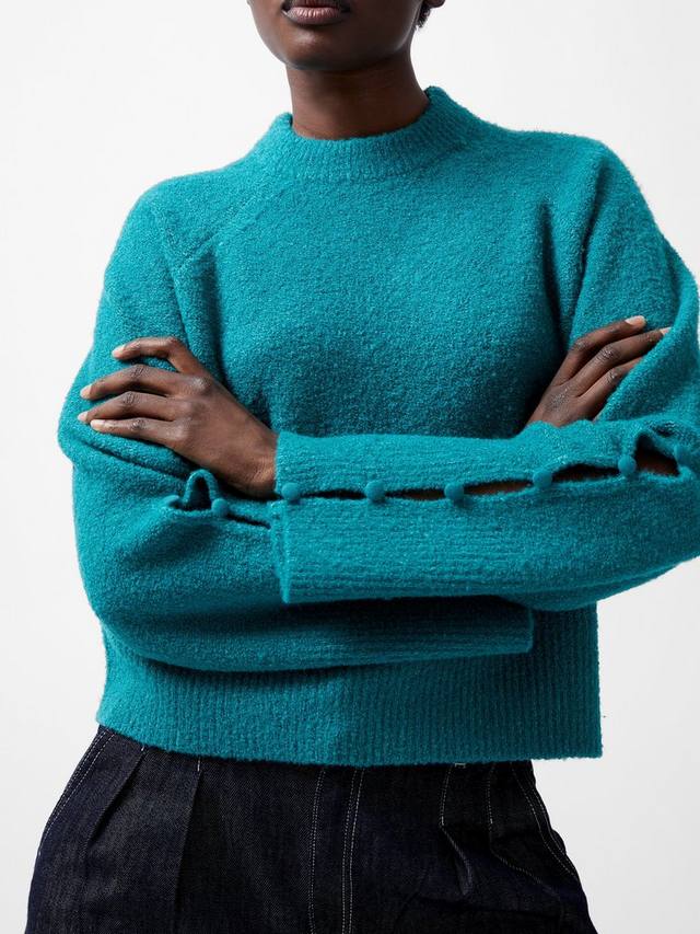 

Джемпер на рукавах с пуговицами melissa boucle French Connection, цвет Dark Teal