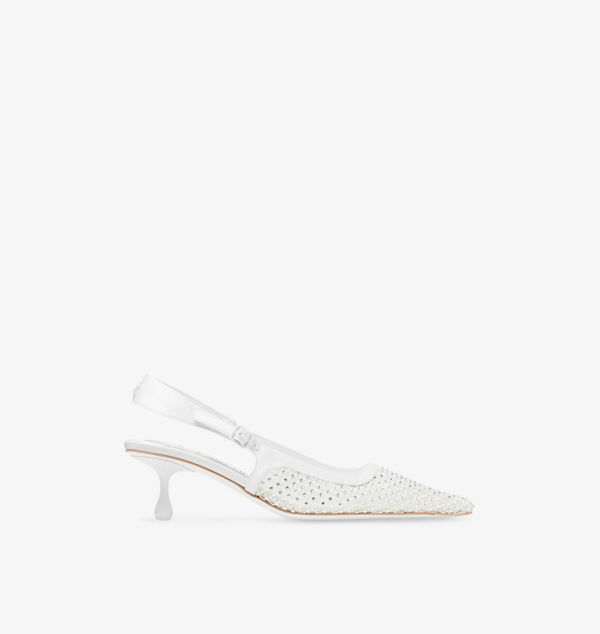 Атласные туфли Amel на каблуке с кристаллами и сеткой Jimmy Choo, мультиколор