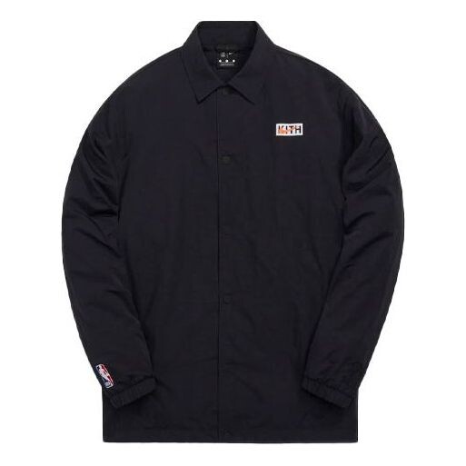 

Куртка Men's KITH x Nike Crossover FW21 For New York Knicks Coaches Black Solid Color Lapel Casual Jacket, черный