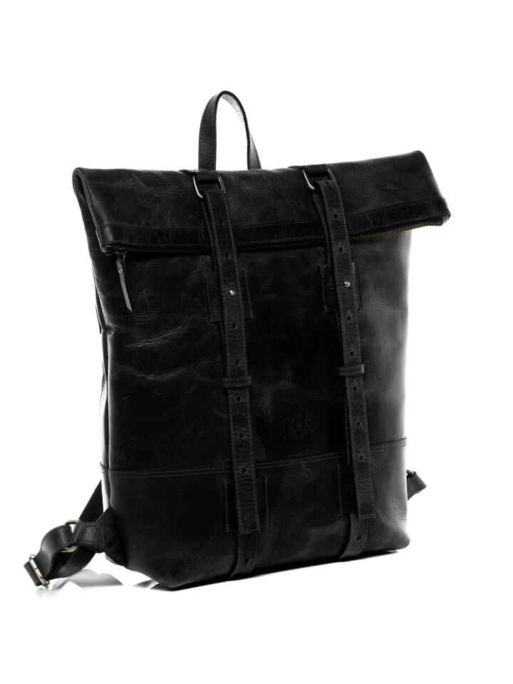 

Рюкзак SID & VAIN Leder-Rucksack echt Leder Rucksack groß15 Zoll Laptop Fach schwarz, черный