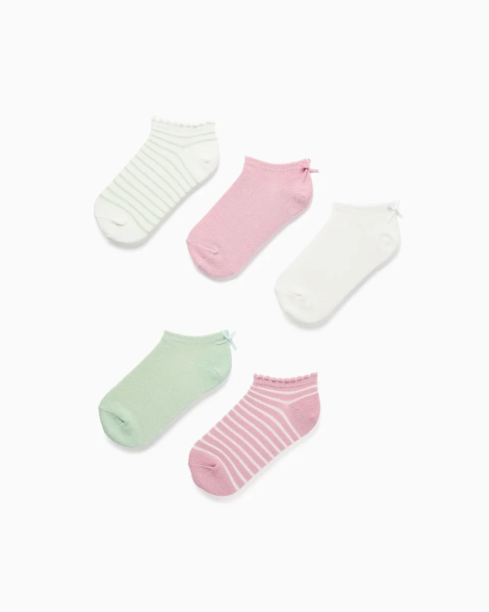 

Набор из 5 вязаных носков для девочек в полоску с бантиком Zippy, светло-зеленый