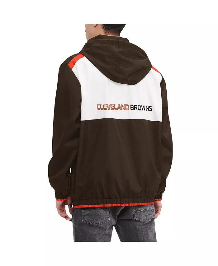 Мужская коричнево-белая худи с капюшоном и полумолнией Cleveland Browns Carter Tommy Hilfiger — фото 2