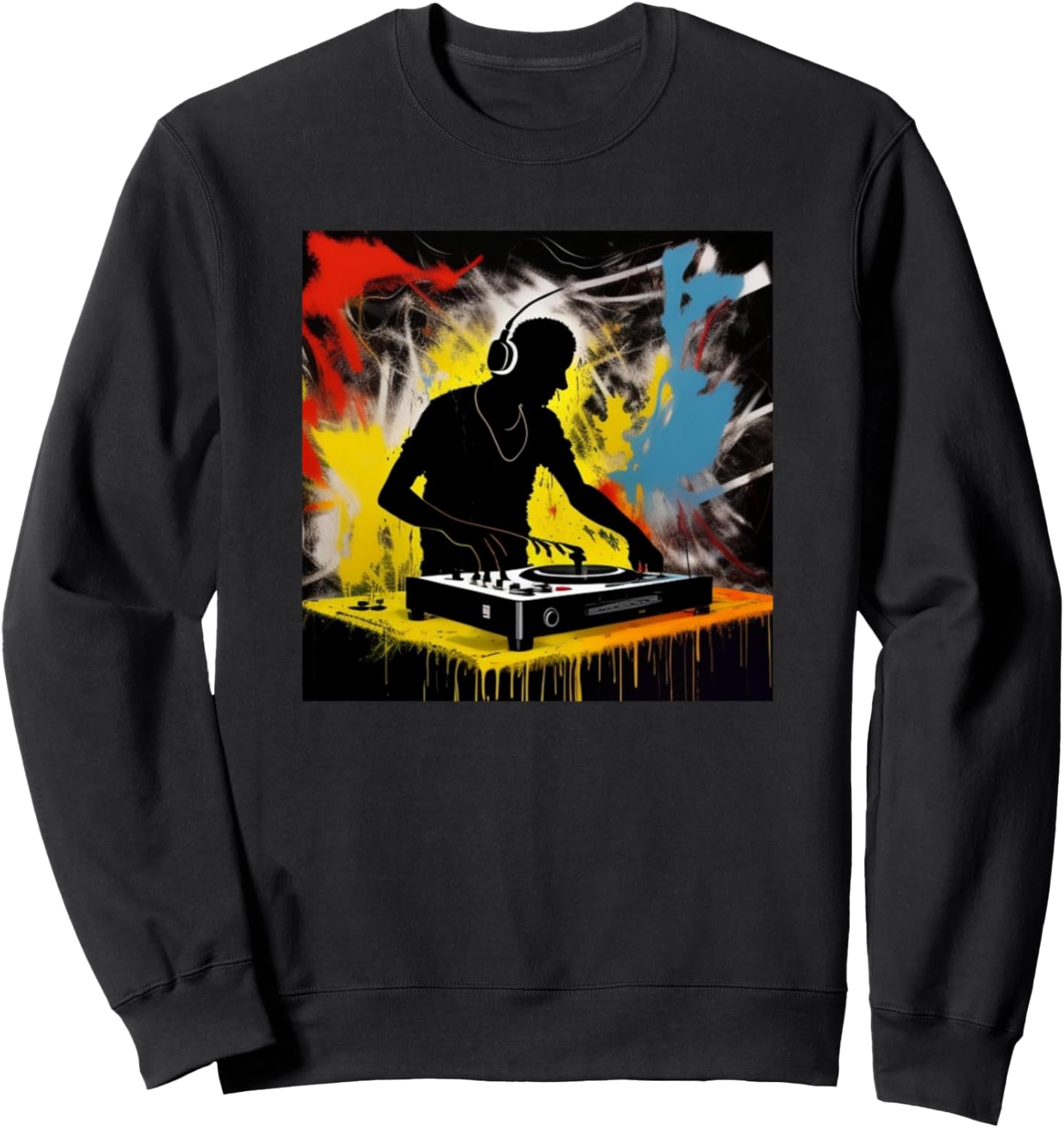 

Яркая толстовка с силуэтом диджея Ди Джоки и проигрывателем виниловых пластинок Dj Turntable Discjockey Men Women + Kids Boys Gift, черный