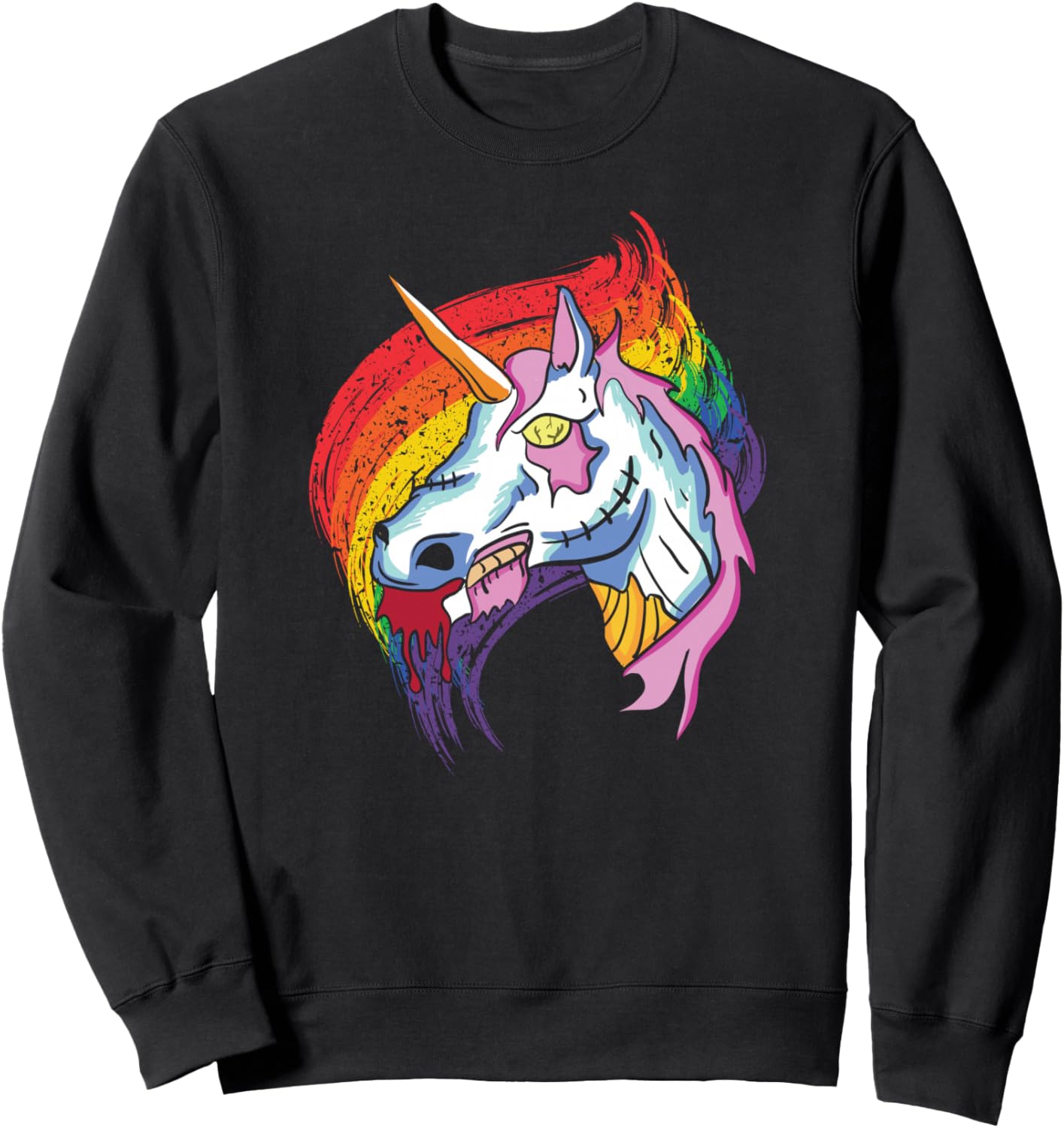 

Единорог, жуткий, кровавый, красочный, радуга, Хэллоуин, зомби, толстовка Undead Evil Legendary-Creature Death Resurrection, черный