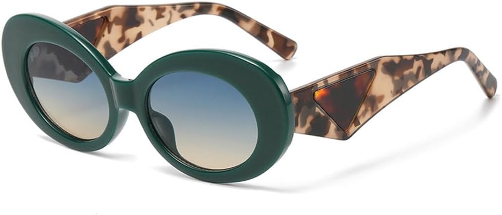 

Ретро овальные солнцезащитные очки с контрастными цветами для женщин, модные очки «кошачий глаз» для мужчин, трендовые градиентные очки, защита от ультрафиолета UV400 TYUVIVO, Green