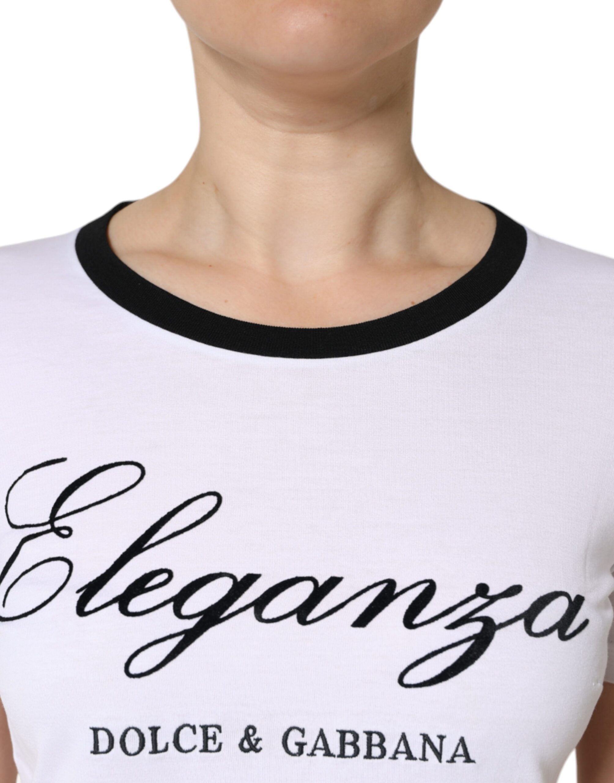 Белая хлопковая футболка с короткими рукавами и принтом Eleganza Dolce & Gabbana — фото 4