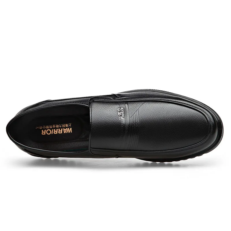 Осенние мужские туфли-лодочки из натуральной кожи WARRIOR, Black Single Layer Shoes — фото 4