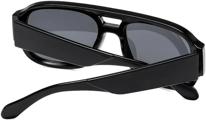 

Мужские солнцезащитные очки в стиле ретро с двойной перемычкой, квадратной формы, модные солнцезащитные очки UV400 для женщин, панк-градиент UATXTAU, Black Gray Blue