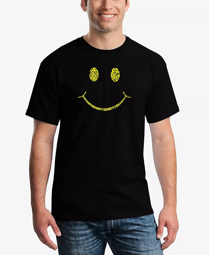 

Мужская футболка с коротким рукавом Be Happy Smiley Face Word Art LA Pop Art, черный