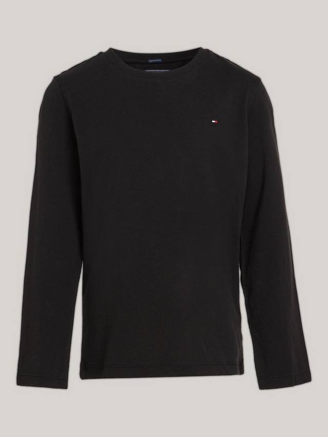 Детская базовая футболка с длинным рукавом и круглым вырезом Tommy Hilfiger, Black — фото 4