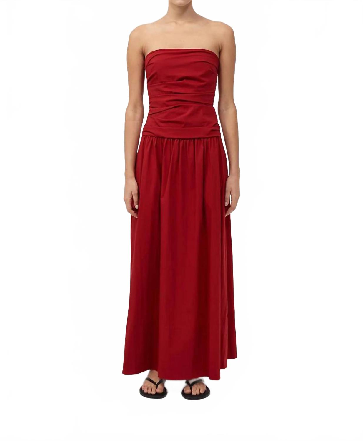 

Сборчатое платье без бретелей с завязками на спине в цвете россо St. Agni, Rosso